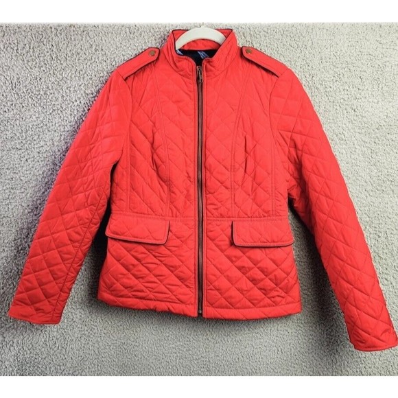 Talbots Jacket Womens XSmall Red Quilted Military Coat Fully Lined Cabincore - Picture 1 of 12